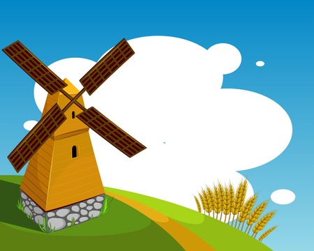  Vector Background with windmillのイラスト素材