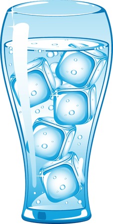 Glass of ice water. Illustration over white.のイラスト素材