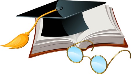 Graduation cap, book and glasses.のイラスト素材