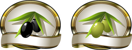 Two labels olives: black and green. EPS 8のイラスト素材