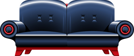 Black leather sofa over white. EPS 8のイラスト素材