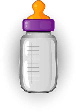 Baby bottle of milk over white. のイラスト素材