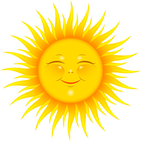 Vector Smiling Sun over white.のイラスト素材