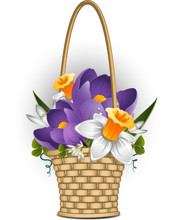 Basket of spring flowers のイラスト素材