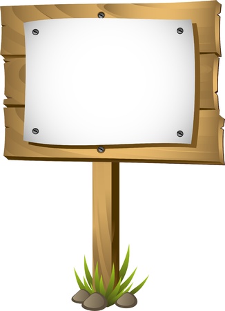Wooden signboard over white. EPS 8のイラスト素材