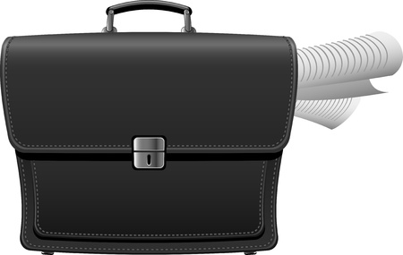 Briefcase with documents over white.のイラスト素材