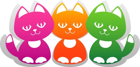 Three cute cartoon kitten isolated on white. EPS 8のイラスト素材