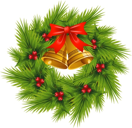 Christmas Wreath over whiteのイラスト素材