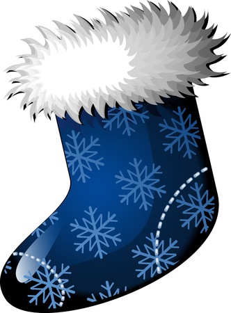 Blue Christmas stocking over white.  のイラスト素材