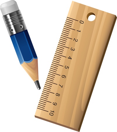 Ruler and pencil over white のイラスト素材