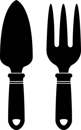 Garden tools (silhouette) over white.のイラスト素材
