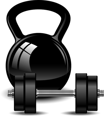 Kettlebell and dumbbell over white.のイラスト素材