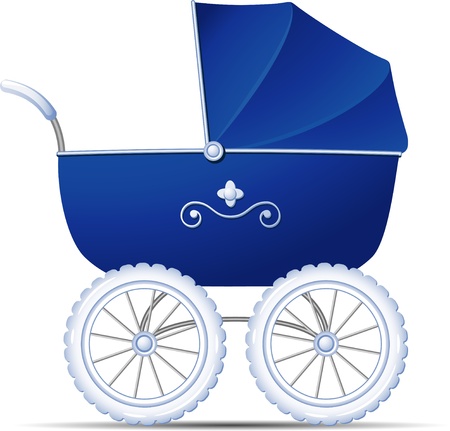 Blue Baby Carriage over white 
のイラスト素材