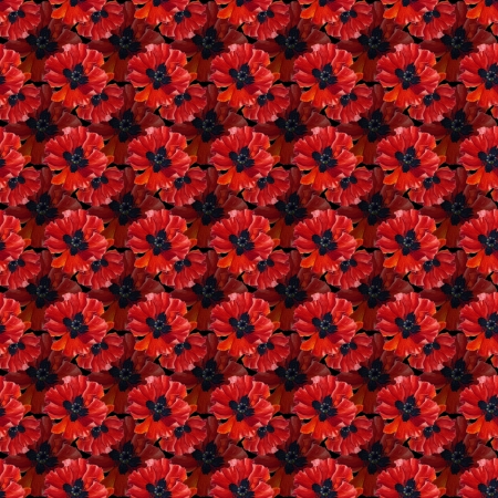 Seamless pattern with red watercolor poppiesの写真素材
