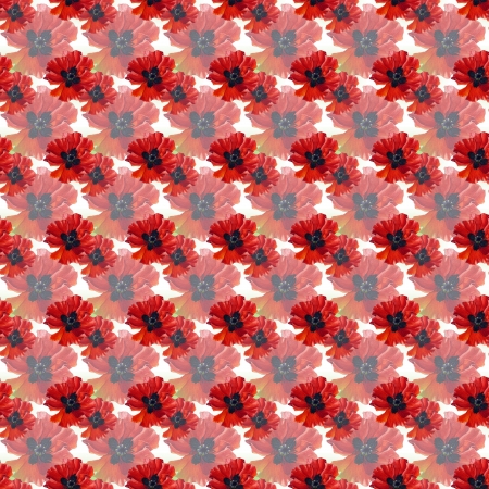 Seamless pattern with red watercolor poppiesの写真素材
