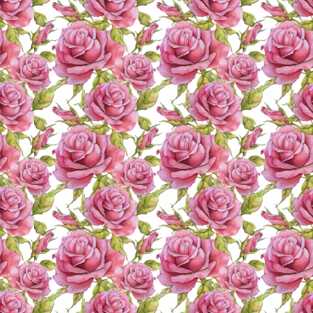 seamless pattern with watercolor rosesの写真素材