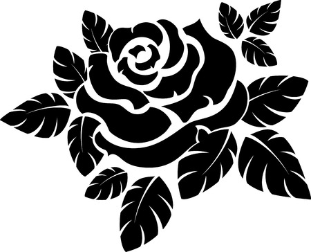 Vector rose silhouette isolated on white のイラスト素材