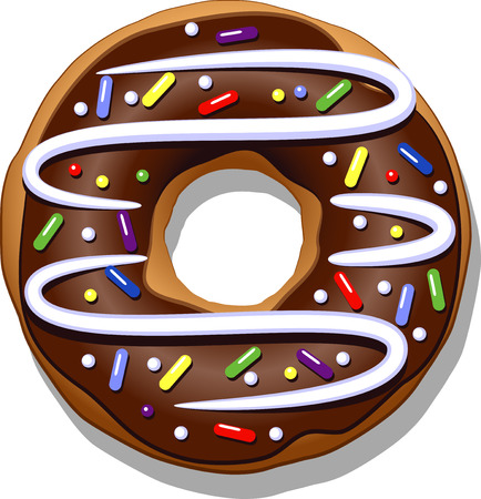 Chocolate donut isolated on a white.のイラスト素材
