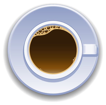 Cup of coffee on a white background. View from the top.のイラスト素材