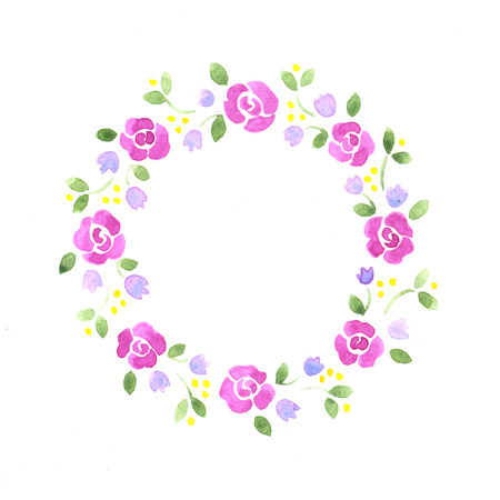Watercolor decorative floral element on a white backgroundの写真素材