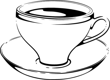 Cup of coffee. Sketch. Vector on white.のイラスト素材