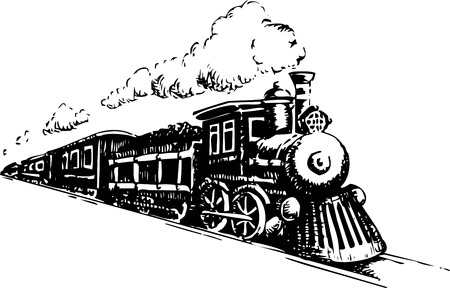 Old Steam Locomotive. Vector illustration on a white.のイラスト素材