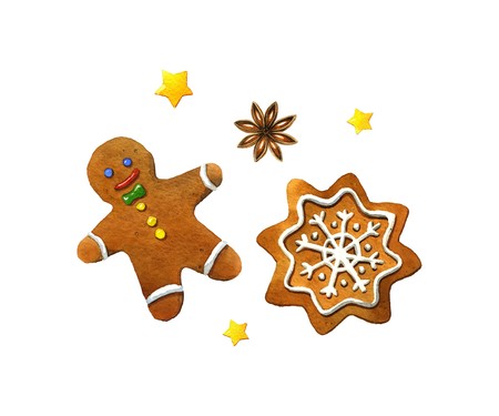 Christmas cookies. Watercolor illustration on a white backgroundの写真素材