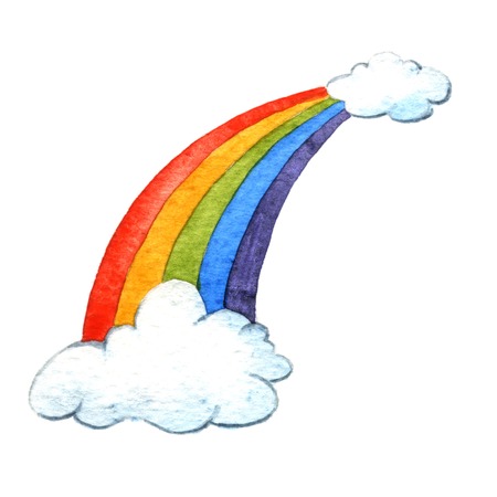 Rainbow. Watercolor illustration on whiteの写真素材