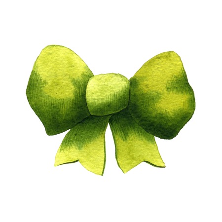 Bow Green. Watercolor illustration on whiteの写真素材