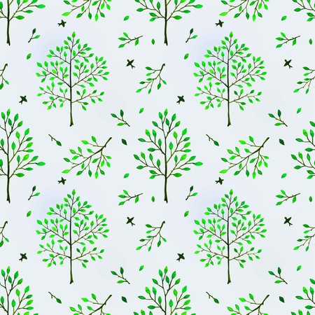 Seamless background with trees. Watercolorの写真素材