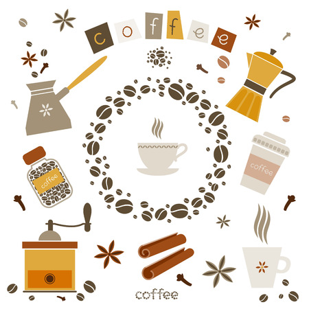 Collection of coffee vector design elements. Eps 10のイラスト素材