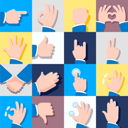 Collection of icons with hand gestures. Vector illustrations. Eps 10.のイラスト素材