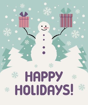Christmas card with a snowman. Vector illustration. Eps 10のイラスト素材