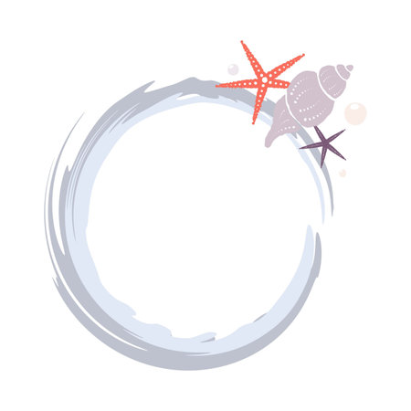 Round vector frame with nautical design elements.のイラスト素材