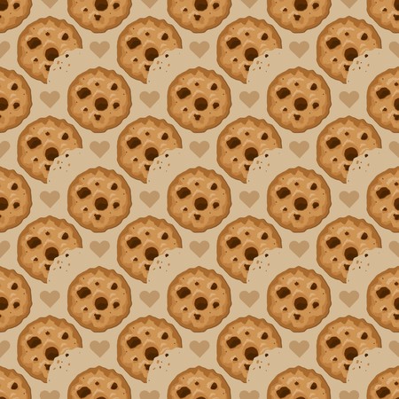 Beige seamless pattern with cookies and hearts.の写真素材