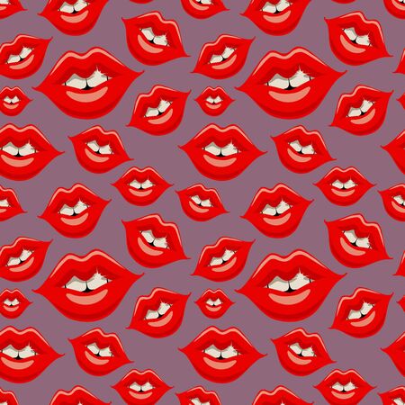 Glamorous seamless pattern with red female mouths.の写真素材