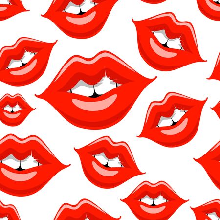 Glamorous seamless pattern with red female mouths.の写真素材