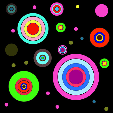 Abstract Colorful circles  with black backgroundのイラスト素材