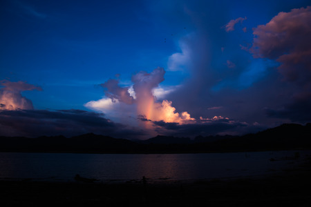 Blue cloud with rainbow at thailandの写真素材