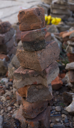 Ancient ruins that lead bricks stacked の写真素材