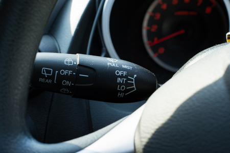 Car interior detail. Close up signal switch in carの写真素材