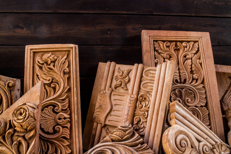 Teak wood carving NO.007: Intricate and decorative wooden handicrafts from Thailand.