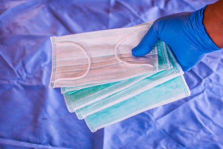 Mask for protection corona virus. It is a necessity that the doctor must use when surgical and can be used to prevent virus and pandemic COVID-19.の写真素材