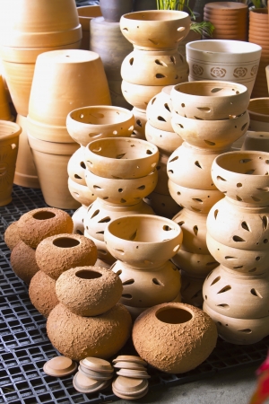  Earthenware A container made   of clay  Molded into shapes and baked for durability in useの写真素材