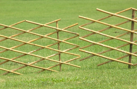 A bamboo fence is a temporary barrier  The solid wood  I know that this is a field of its own の写真素材