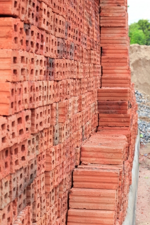 bricks used in the construction are made of earth, water, fire and burned up with the heatの写真素材