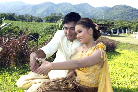 Love, marriage, married couples to start happy young smiling laughterの写真素材