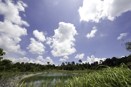 Mountain meadow and sky Khao Yai National Industrial Vehiclesの写真素材