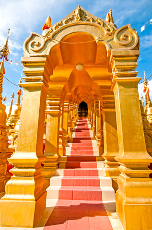 Created bones of Buddha Stupa and monks who are of the faith of the peopleの写真素材