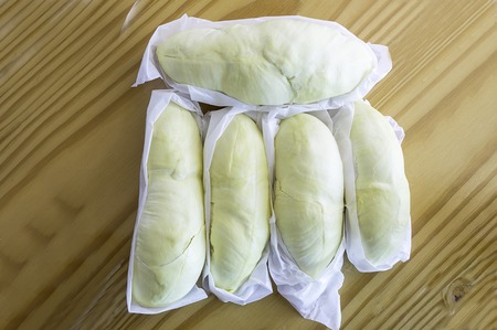 King of fruits, durian on white background with clipping pathの写真素材
